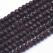Natural Garnet Beads Strands, Rondelle, Faceted, 4x3mm, Hole: 1mm, about 102pcs/strand, 15.3 inch(G-K223-26-4mm)