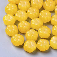 Imitation Jade Glass Beads, Flower, Gold, 9.5x9.5x6.5mm, Hole: 1.2mm(GLAA-S190-002A-02)