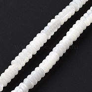 Natural Trochid Shell/Trochus Shell Beads Strands, Rondelle, White, 8x4mm, Hole: 0.9mm, about 49pcs/strand, 15.35 inch(39cm)(SHEL-F002-03)