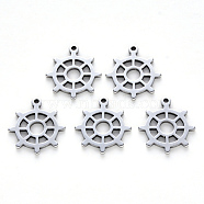 201 Stainless Steel Pendants, Laser Cut, Helm, Stainless Steel Color, 17x15x1mm, Hole: 1.2mm(X-STAS-N092-02)