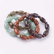 Natural Mixed Stone Beads Stretch Bracelets, 2-1/2 inch(63mm)(BJEW-K164-D)