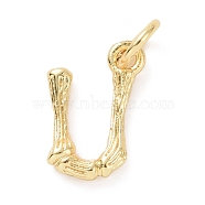 Brass Pendants, with Jump Ring, Golden, Letter Charm, Letter U, 12x8x2mm, Hole: 3mm(KK-K165-04U)