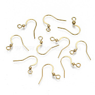 304 Stainless Steel Earring Hooks, Ear Wire, Cadmium Free & Nickel Free & Lead Free, Real 18K Gold Plated, 15~17x18~19mm, Hole: 2mm, 21 Gauge, Pin: 0.7mm(STAS-N092-103G-NR)