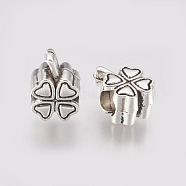Alloy European Beads, Large Hole Beads, Clover, Antique Silver, 13x9x7mm, Hole: 5mm(MPDL-L016-06AS)