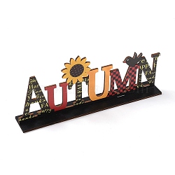 Natural Wood Display Decorations, Word Autumn, Colorful, 270x44x112mm(DJEW-O001-08)