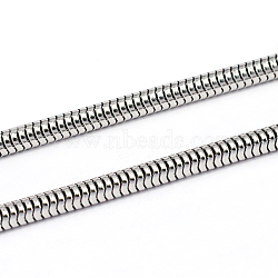 316 Surgical Stainless Steel Round Snake Chains, Soldered, with Spool, Stainless Steel Color, 3.2mm, about 32.81 Feet(60m)/Roll(CHS-L001-162P-A)