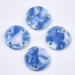 Cellulose Acetate(Resin) Chandelier Component Links, Flat Round, Dodger Blue, 17.5x2.5mm, Hole: 1.5mm(KY-S158-65A-B02)