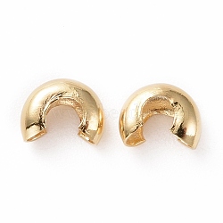 Brass Crimp Bead Covers, Lead Free & Cadmium Free & Nickel Free, Ringent Round, Real 18K Gold Plated, 3.5x4x2mm, Inner Diameter: 3x2mm, about 25pcs/g(FIND-A012-02G)