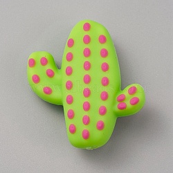 Food Grade Eco-Friendly Silicone Beads, Cactus, Green Yellow, 27x25x11mm, Hole: 2mm(SIL-WH0013-24B)