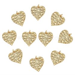 Rack Plating Brass Pendants, Cadmium Free & Nickel Free & Lead Free, Long-Lasting Plated, with Jump Ring, Heart, Real 18K Gold Plated, 23.5x23x2mm, Hole: 3.5mm, 10pcs/box(KK-SZ0002-01)