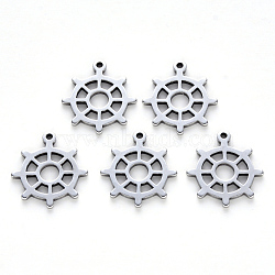 201 Stainless Steel Pendants, Laser Cut, Helm, Stainless Steel Color, 17x15x1mm, Hole: 1.2mm(X-STAS-N092-02)