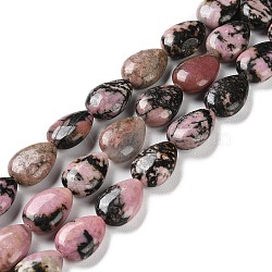 Natural Rhodonite Beads Strands, Flat Teardrop, 13~14x9.5~10x5~5.5mm, Hole: 1.2mm, about 28pcs/strand, 15.16''(38.5cm)(G-K357-A17-01)