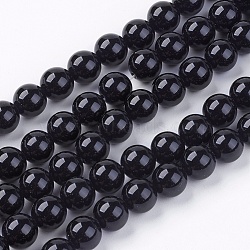 Natural Black Onyx Round Beads Strands, Dyed, Black, 8mm, Hole: 1mm, about 48pcs/strand, 15.74 inch(X-G-L087-8mm-01)