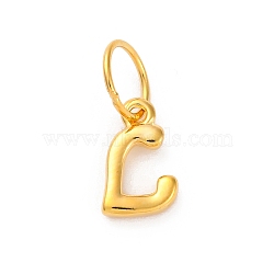 925 Sterling Silver Letter Charms with Jump Rings, Golden, Letter L, 11x6x2mm, Hole: 5mm(STER-R008-01G-L)