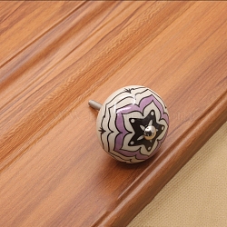Flower Pattern Porcelain Drawer Knobs, with Metal Finding, Pumpkin Cabinet Handle, Orchid, 40x26mm(PW-WG54556-13)