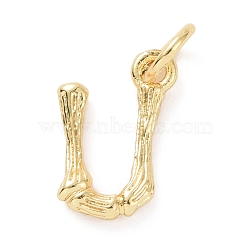 Brass Pendants, with Jump Ring, Golden, Letter Charm, Letter U, 12x8x2mm, Hole: 3mm(KK-K165-04U)