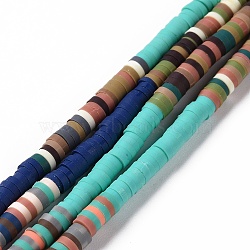 Handmade Polymer Clay Bead Strands, Flat Round, Heishi Beads, Turquoise, 4x0.5~2mm, Hole: 1.2mm, about 350~360pcs/strand, 15.16~15.47 inch(38.5~39.3cm)(CLAY-C003-05F)