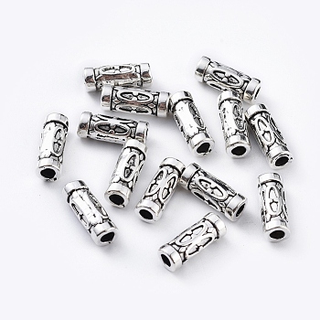 Tibetan Style Alloy Beads, Lead Free & Cadmium Free, Antique Silver Color, about 5mm in diameter, 13mm long, hole: 3mm