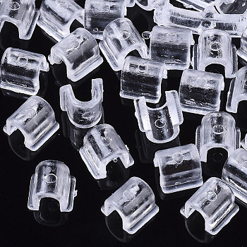 Transparent AS Plastic Base Buckle Hair Findings, for Hair Tie Accessories Making, Clear, 8.5x9x6mm, about 4000pcs/bag