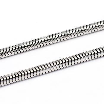 316 Surgical Stainless Steel Round Snake Chains, Soldered, with Spool, Stainless Steel Color, 3.2mm, about 32.81 Feet(60m)/Roll