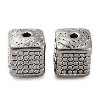 316 Stainless Steel Beads, Cuboid, Stainless Steel Color, 9x7.5x7.5mm, Hole: 1.5mm
