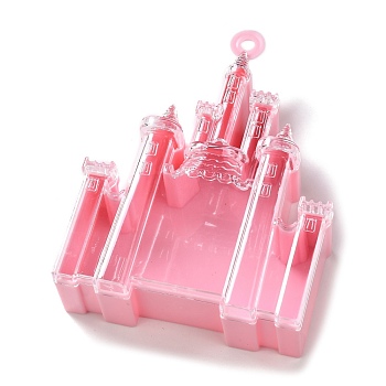 Plastic Bead Containers, Candy Treat Gift Box, for Wedding Party Packing Box, Castle, Pink, 12.1x9x3.5cm, Hole: 5mm