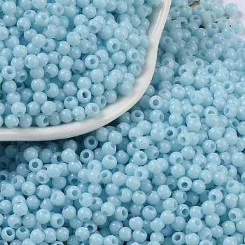 Opaque Acrylic Beads, Round, Light Sky Blue, 3x2.5mm, Hole: 1.2mm, about 48000pcs/500g