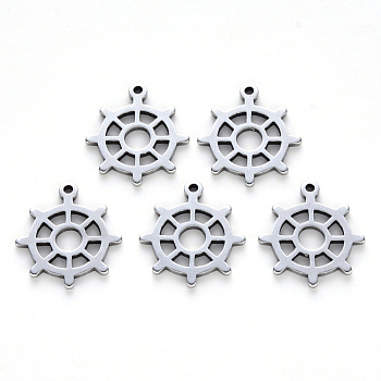 201 Stainless Steel Pendants, Laser Cut, Helm, Stainless Steel Color, 17x15x1mm, Hole: 1.2mm