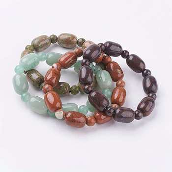 Natural Mixed Stone Beads Stretch Bracelets, 2-1/2 inch(63mm)