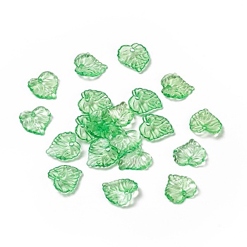 Transparent Acrylic Pendants, Leaf, Pale Green, 16x15.5x3mm, Hole: 2mm
