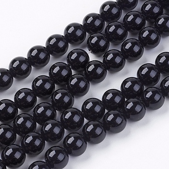 Natural Black Onyx Round Beads Strands, Dyed, Black, 8mm, Hole: 1mm, about 48pcs/strand, 15.74 inch