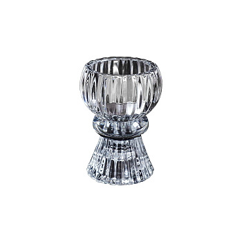 Round Glass Candle Holders, European Style Retro Candlesticks, Clear, 4.5x4x8cm