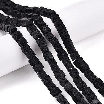 Natural Lava Rock Beads Strands, Cube, 6~7x6~6.5x6~6.5mm, Hole: 1mm, about 60~61pcs/strand, 15~15.366''(38.1~39cm)