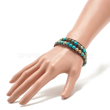 Round Natural Imperial Jasper(Dyed) Braided Wrap Bracelet(BJEW-JB08175)-3