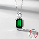 Cubic Zirconia Rectangle Pendant Necklace with Rhodium Plated 925 Sterling Silver Chains(BR7247)-1