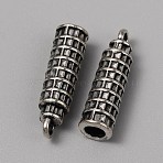 Tibetan Style Alloy Pendants, Leaning Tower of Pisa Charms, Antique Silver, 25x7mm, Hole: 2.5mm(FIND-CJC0018-18AS)