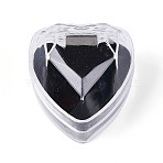 Valentine's Day Transparent Acrylic Ring Storage Boxes, Heart Shaped Single Ring Gift Cases, with Sponge Inside, Black, 3.95x4x3.5cm(OBOX-T001-01A)