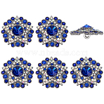 6Pcs 1-Hole Alloy Buttons, with Rhinestone, for Apparel Accessories, Star, Blue, 26.5x27x11.5mm, Hole: 2.5mm(DIY-FG0007-80A)