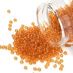 MIYUKI Round Rocailles Beads, Japanese Seed Beads, (RR133L) Transparent Topaz, 8/0, 3mm, Hole: 1mm, about 2111~2277pcs/50g(SEED-X0055-RR0133L)
