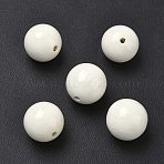Handmade Fancy Antiqued Glazed Porcelain Beads, Round, White, 25mm, Hole: 4mm(X-PORC-R408-25mm-12)
