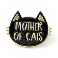 Creative Enamel Pin, Gold Plated Badge for Backpack Clothes, Cat Pattern, 25x30x1.6mm(JEWB-E016-10G-01)