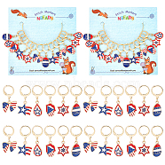 12Pcs 6 Style America Style Alloy Enamel Star Charms Locking Stitch Makers, with Golden 304 Stainless Steel Leverback Earring Findings, Mixed Color, 30~35mm, Pin: 1x0.8mm, 2Pcs/style(HJEW-PH01588)
