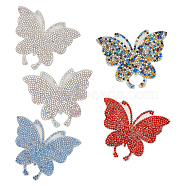 Nbeads 5Pcs 5 Colors Butterfly Glass Rhinestone Patches, Iron/Sew on Appliques, Costume Accessories, for Clothes, Bag Pants, Shoes, Cellphone Case, Mixed Color, 60x70~72x1.5mm, 1pc/color(DIY-NB0005-14)