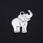 201 Stainless Steel Pendants, Elephant, Stainless Steel Color, 15x14.5x1mm, Hole: 1.5mm(STAS-S105-T842)