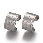 304 Stainless Steel Ear Cuff Findings, with Hole and Star Pattern, Stainless Steel Color, 11x10x7mm, Hole: 0.9mm(STAS-P249-20P)