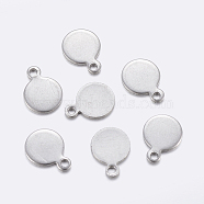 201 Stainless Steel Charms, Stamping Blank Tag, Flat Round, Stainless Steel Color, 9x7x0.8mm, Hole: 1mm(STAS-F159-52P)