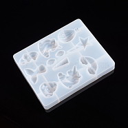 Silicone Molds, Resin Casting Molds, For UV Resin, Epoxy Resin Jewelry Making, Mixed Shapes, White, 150x121x17mm, Inner Diameter: 16~47x11~43mm(X-DIY-L021-40)
