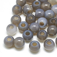 Natural Grey Agate Beads, Large Hole Beads, Rondelle, 14x12mm, Hole: 5.5mm(X-G-T092-14mm-03)