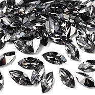 Preciosa&reg MAXIMA Crystal Fancy Stones, Czech Crystal, 435 14 615 Navette(Horse Eye), Aluminium Layer, 00030 260 NightFall, 15x7mm(X-PRC-FG15-00030-260)