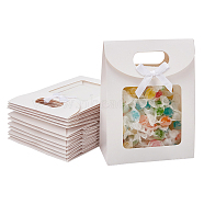 Rectangle Kraft Paper Gift Bags, with Bowknot and Clear Window, White, 16x6.2x15.5cm(ABAG-WH0038-27B-02)